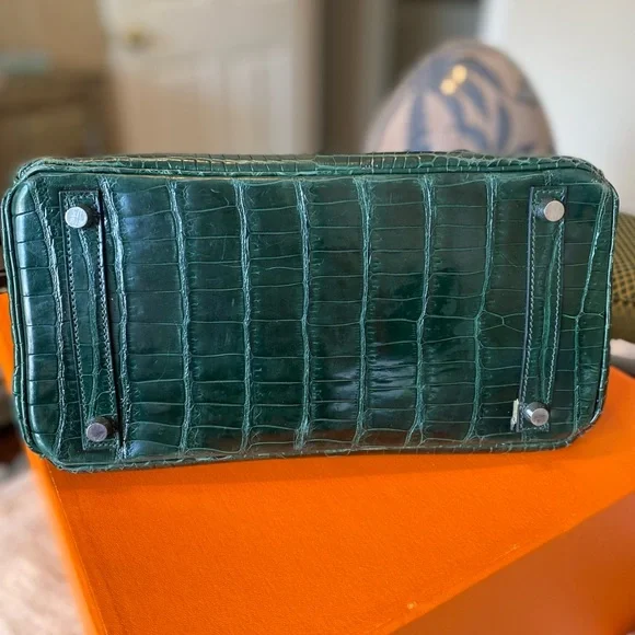 Hermes 30 Birkin in Green Crocodile - Picture 8 of 12